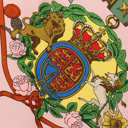 カレ90 Emblemes de l'Europe スカーフ シルク ピンク グリーン マルチカラー エルメス