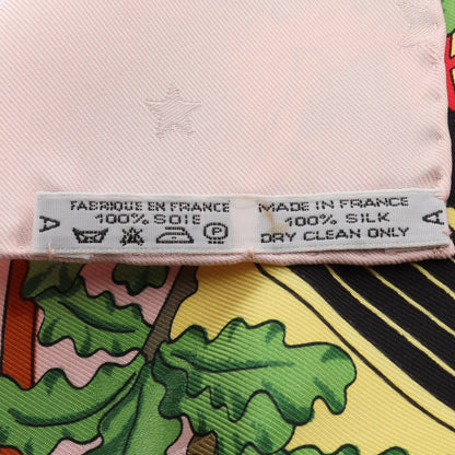 カレ90 Emblemes de l'Europe スカーフ シルク ピンク グリーン マルチカラー エルメス