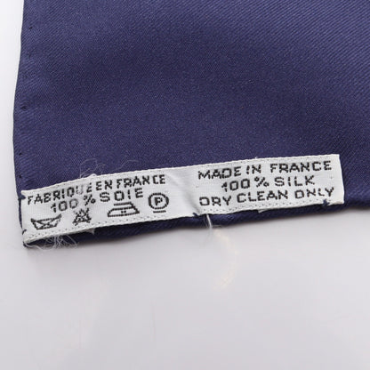 カレ90 parmi les fleurs je compte les heures スカーフ シルク ネイビー マルチカラー エルメス 財布・小物 HERMES