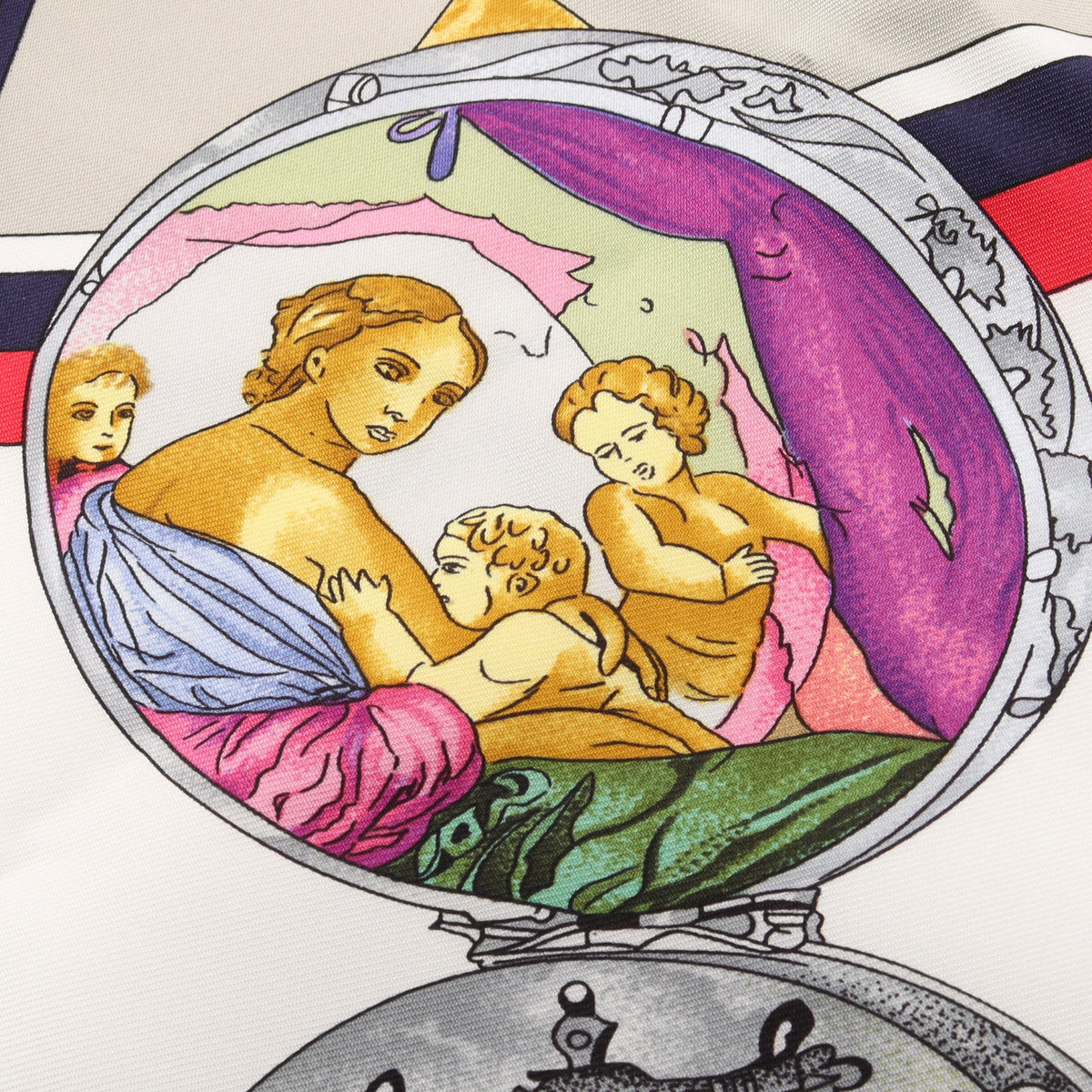 カレ90 parmi les fleurs je compte les heures スカーフ シルク ネイビー マルチカラー エルメス 財布・小物 HERMES