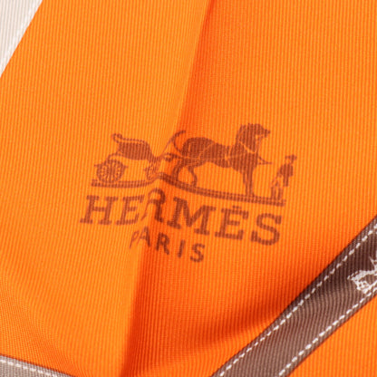 ポワントゥ ボルデュック トライアングル スカーフ シルク オレンジ ブラウン グレー エルメス 財布・小物 HERMES