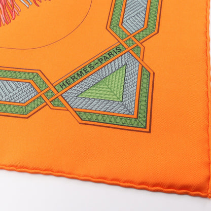 カレ90 CUIRS DU DESERT スカーフ シルク オレンジ マルチカラー エルメス 財布・小物 HERMES