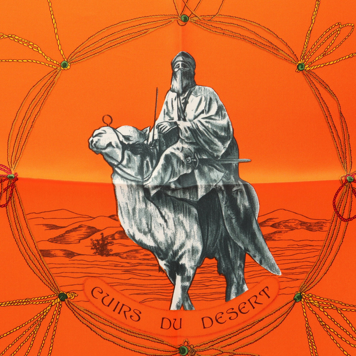 カレ90 CUIRS DU DESERT スカーフ シルク オレンジ マルチカラー エルメス 財布・小物 HERMES