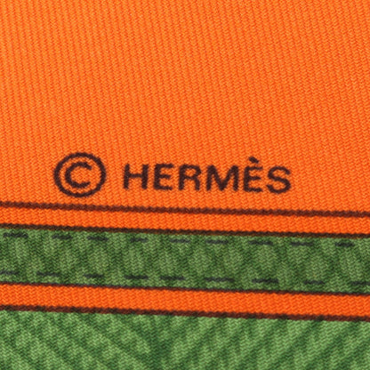 カレ90 CUIRS DU DESERT スカーフ シルク オレンジ マルチカラー エルメス 財布・小物 HERMES