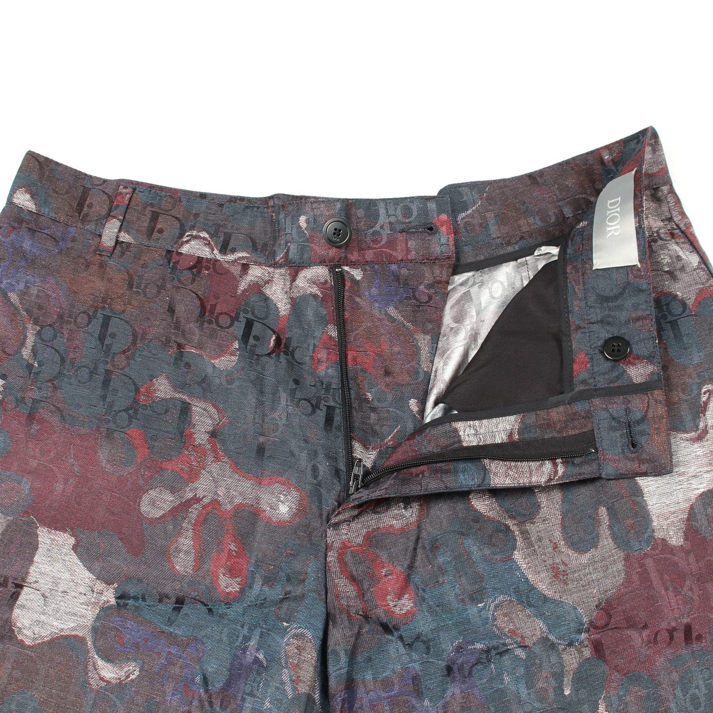 DIOR × Peter Doig 総柄 パンツ シルク コットン ダークブラウン マルチカラー ディオール
