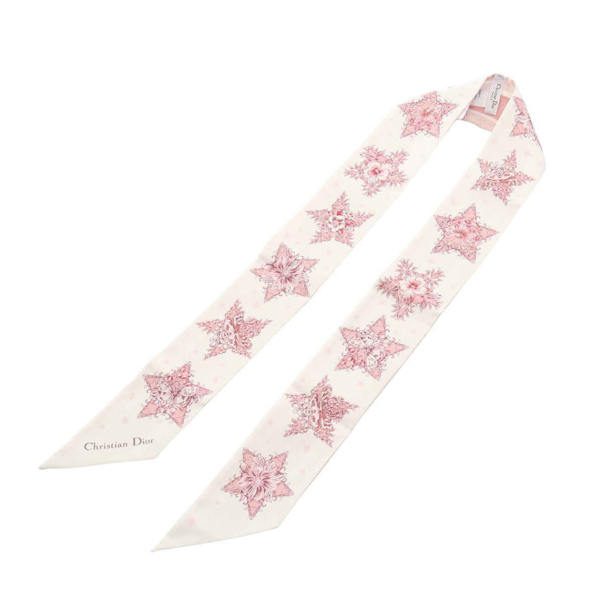 ミッツァ LUCKY STAR リボン スカーフ シルク オフホワイト ピンク クリスチャンディオール 財布・小物 Christian Dior