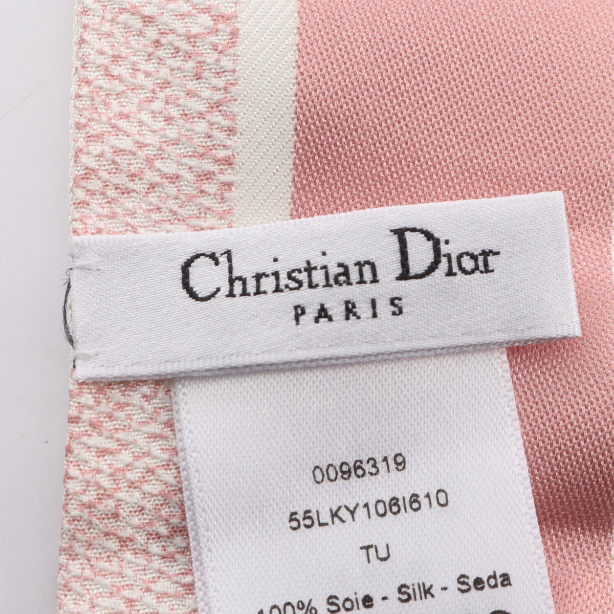 ミッツァ LUCKY STAR リボン スカーフ シルク オフホワイト ピンク クリスチャンディオール 財布・小物 Christian Dior