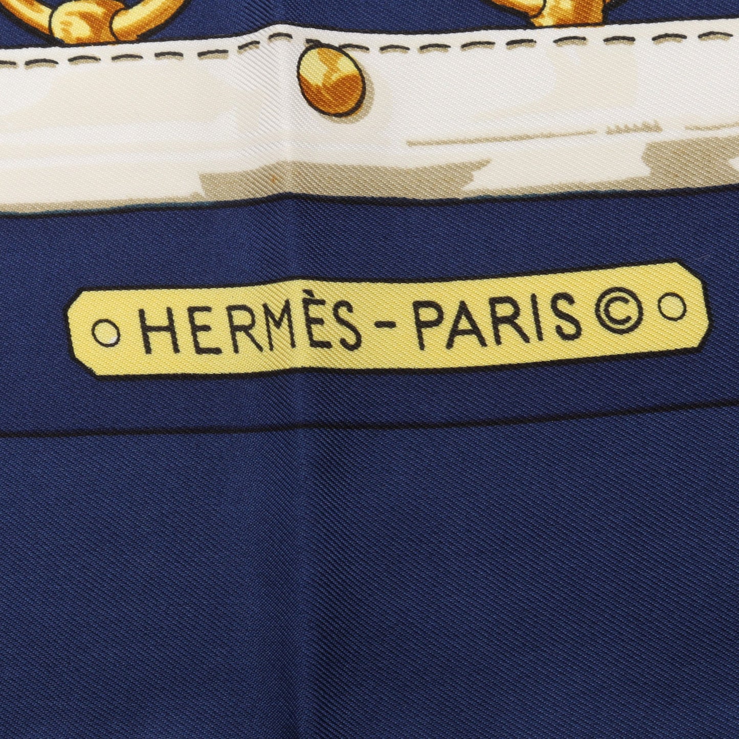 カレ90 aux champs スカーフ シルク ネイビー オフホワイト イエロー エルメス 財布・小物 HERMES