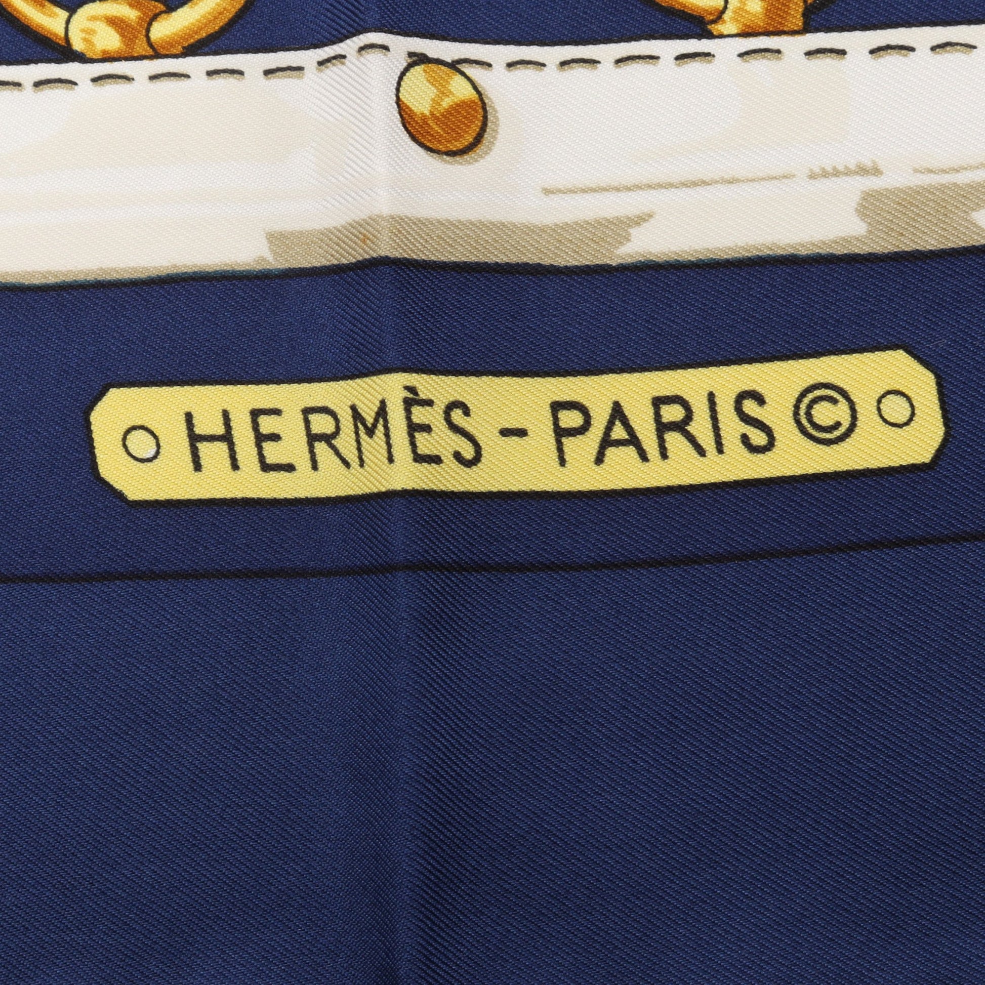 カレ90 aux champs スカーフ シルク ネイビー オフホワイト イエロー エルメス 財布・小物 HERMES
