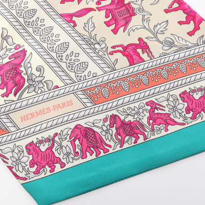 マキシツイリー CHASSE EN INDE スカーフ シルク ベージュ マルチカラー エルメス 財布・小物 HERMES