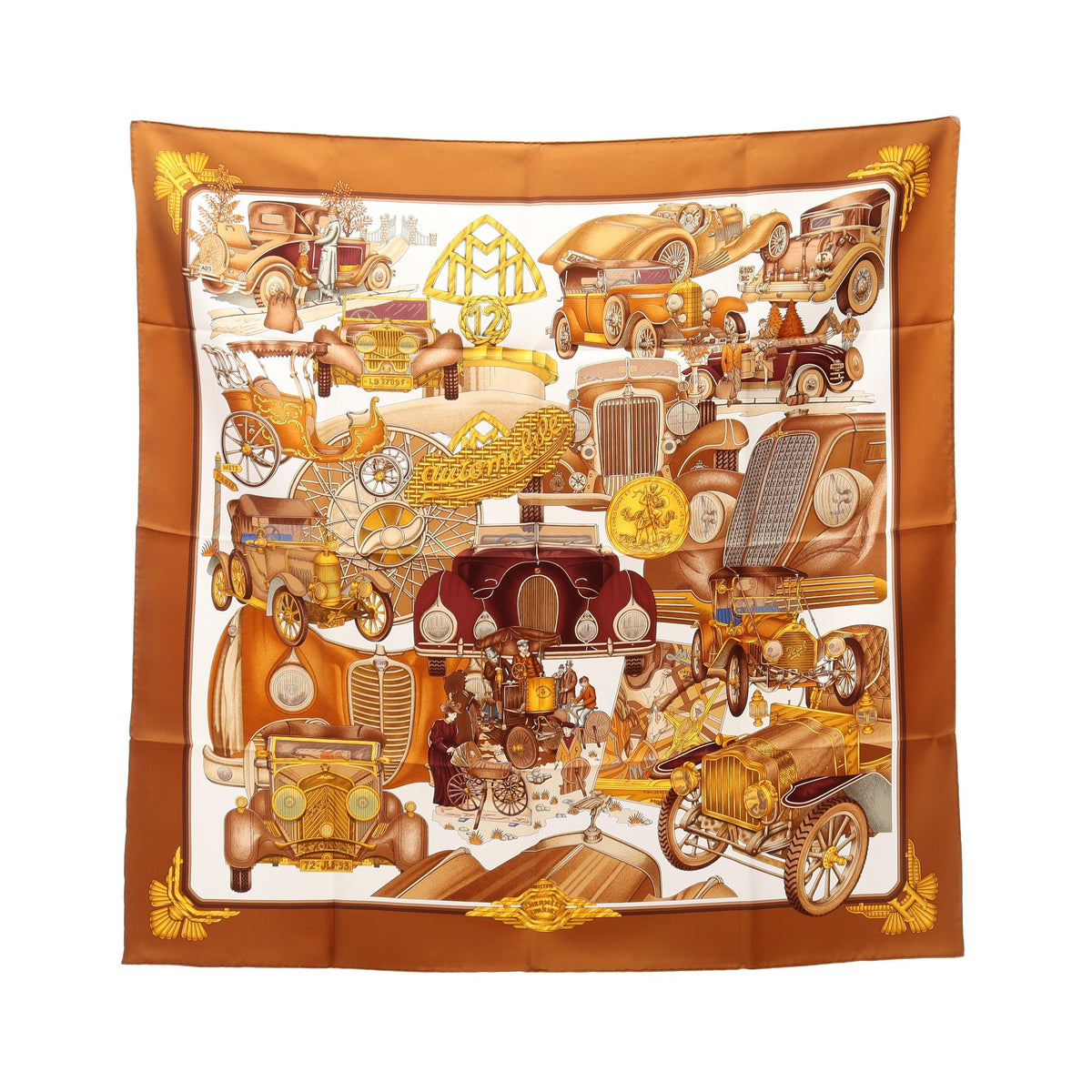 カレ90 automobile スカーフ シルク ブラウン マルチカラー エルメス 財布・小物 HERMES