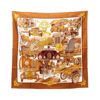 カレ90 automobile スカーフ シルク ブラウン マルチカラー エルメス 財布・小物 HERMES