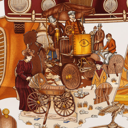 カレ90 automobile スカーフ シルク ブラウン マルチカラー エルメス 財布・小物 HERMES