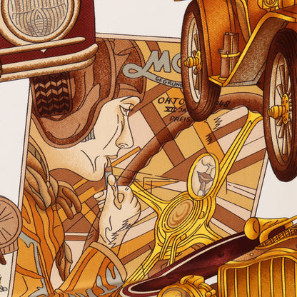 カレ90 automobile スカーフ シルク ブラウン マルチカラー エルメス 財布・小物 HERMES