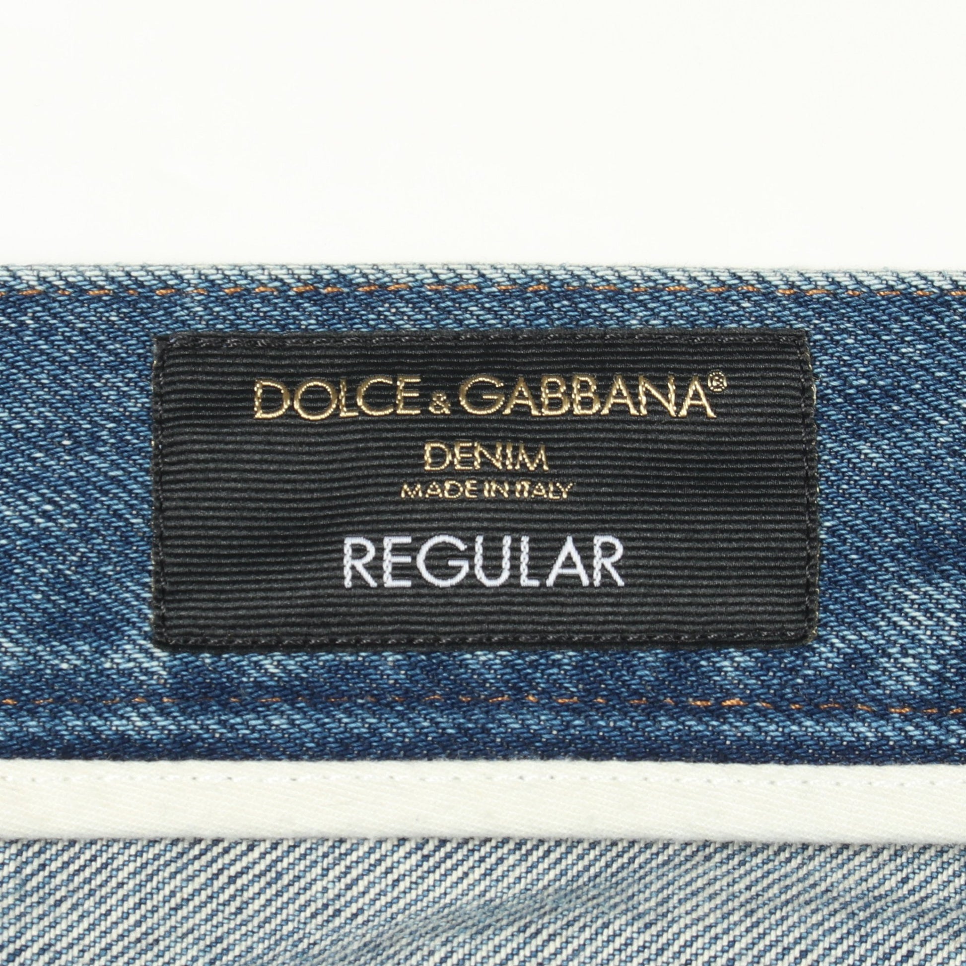 ロゴプレート デニムパンツ コットン ブルー ドルチェアンドガッバーナ ボトムス DOLCE&GABBANA