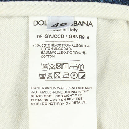 ロゴプレート デニムパンツ コットン ブルー ドルチェアンドガッバーナ ボトムス DOLCE&GABBANA