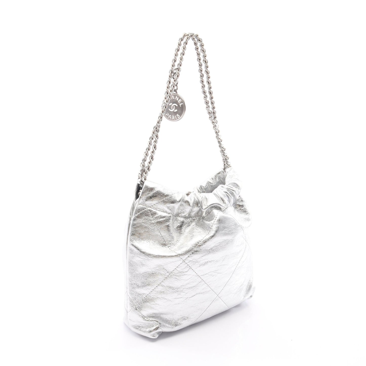 CHANEL 22 ミニ 2WAY チェーンショルダーバッグ レザー シルバー シルバー金具 シャネル