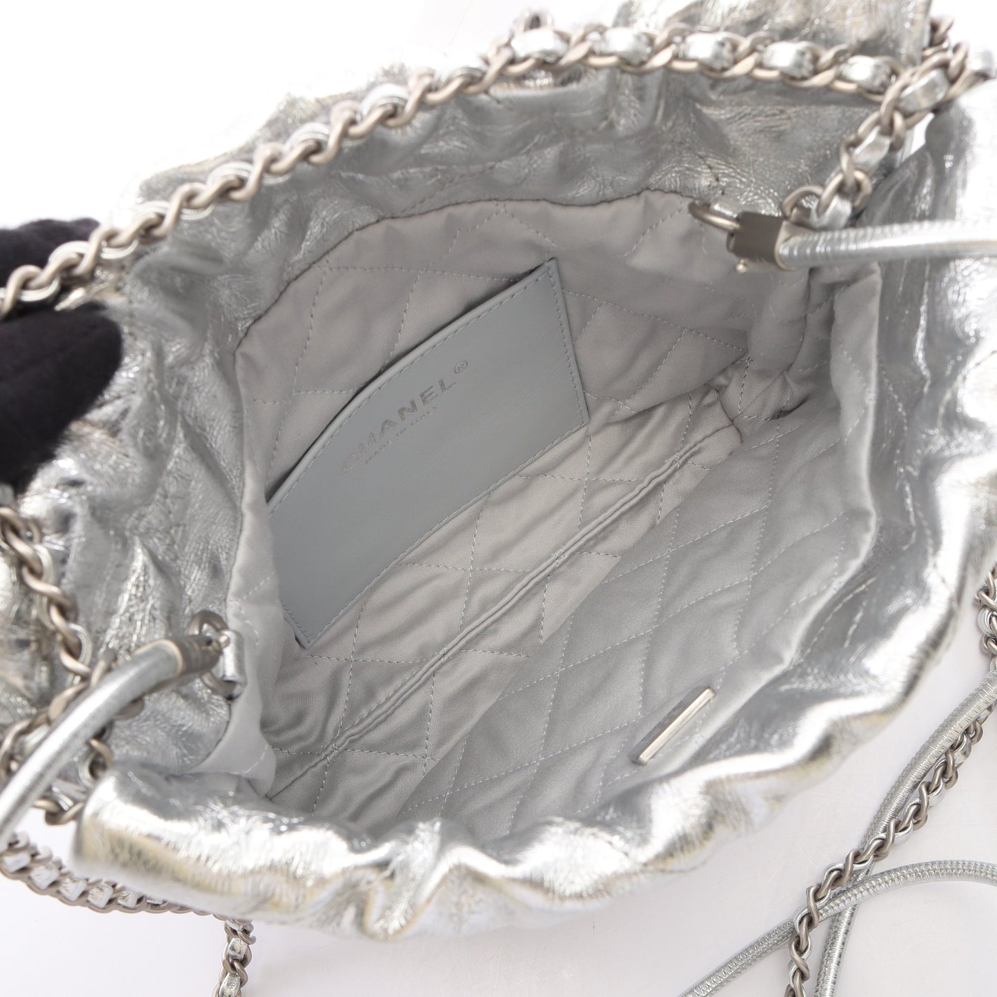 CHANEL 22 ミニ 2WAY チェーンショルダーバッグ レザー シルバー シルバー金具 シャネル
