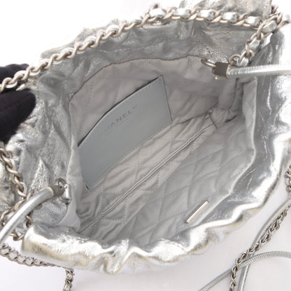 CHANEL 22 ミニ 2WAY チェーンショルダーバッグ レザー シルバー シルバー金具 シャネル