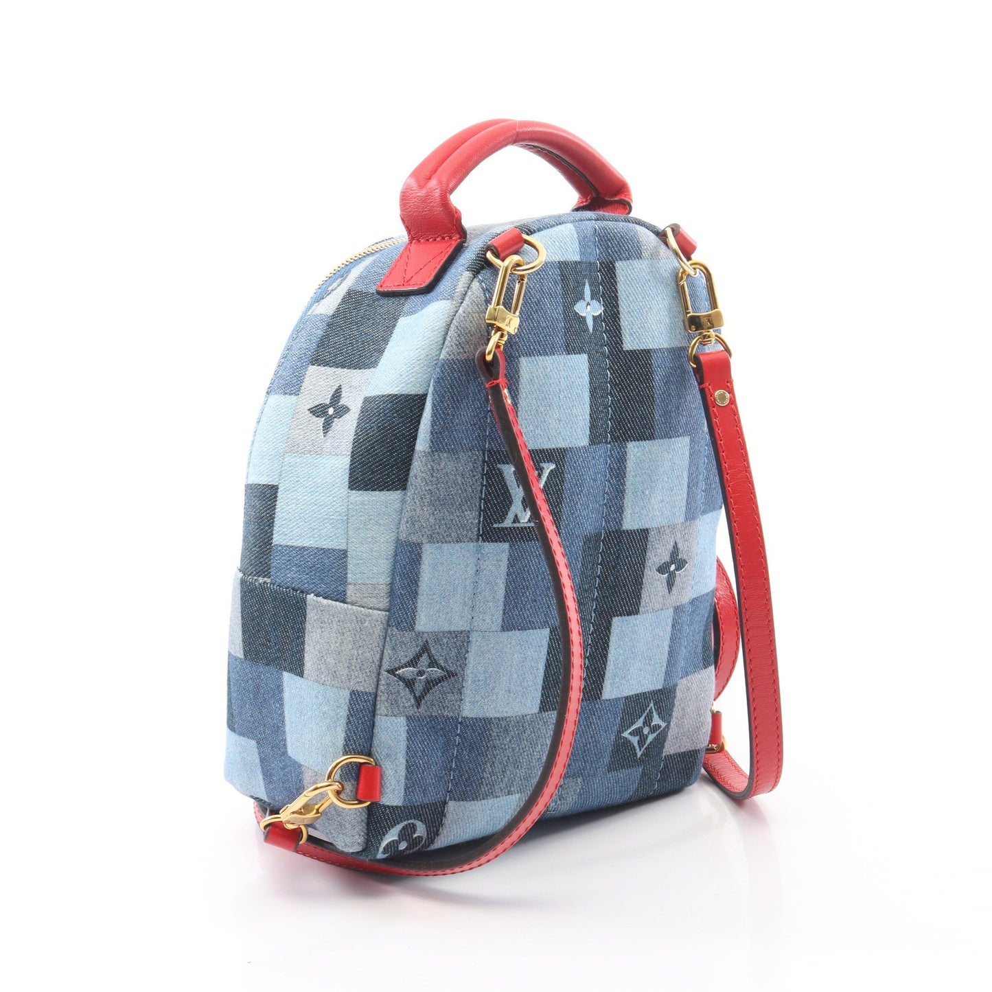 パームスプリングス バックパックMINI モノグラムデニム バックパック リュックサック キャンバス レザー ブルー レッド ルイヴィトン