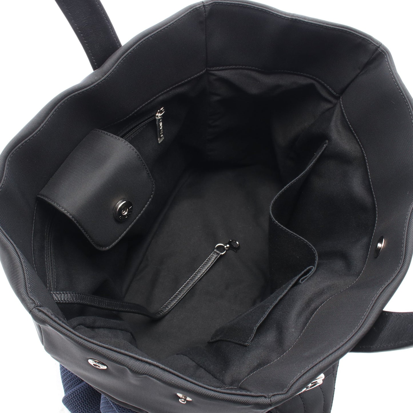 パリビアリッツ ハンドバッグ トートバッグ ナイロン レザー ネイビー ブラック シルバー金具 シャネル