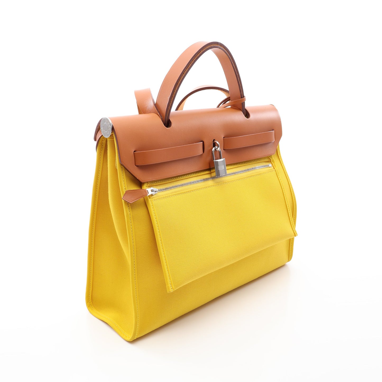 エールバッグジップPM ジョーヌナプル ナチュラル 2WAY ハンドバッグ トワルオフィシェ ヴァッシュハンター イエロー ライトブラウン シルバー金具 D刻印 エルメス