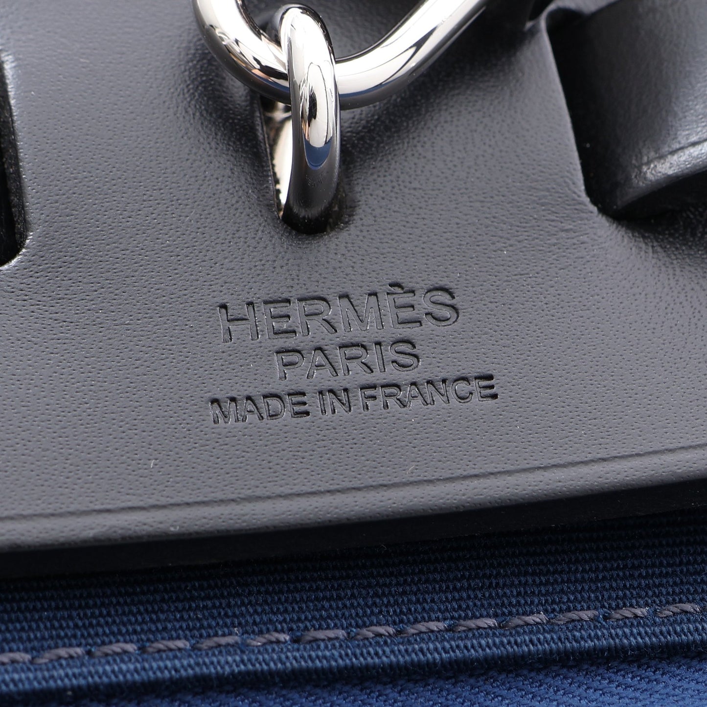 エールバッグジップPM ハンドバッグ トワルオフィシェ ヴァッシュハンター ネイビー ブラック シルバー金具 A刻印 エルメス