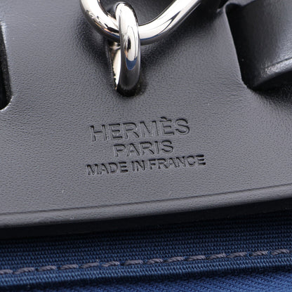 エールバッグジップPM ハンドバッグ トワルオフィシェ ヴァッシュハンター ネイビー ブラック シルバー金具 A刻印 エルメス