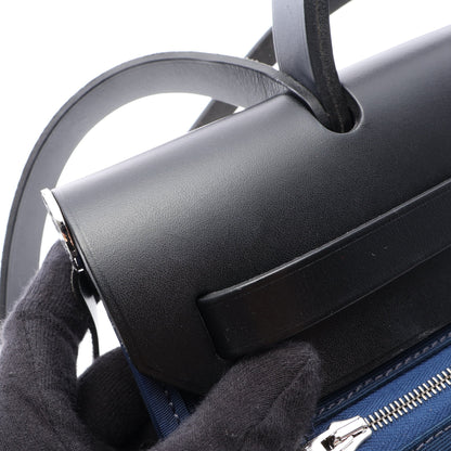 エールバッグジップPM ハンドバッグ トワルオフィシェ ヴァッシュハンター ネイビー ブラック シルバー金具 A刻印 エルメス