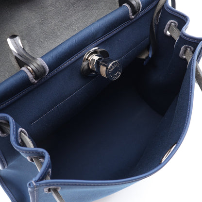 エールバッグジップPM ハンドバッグ トワルオフィシェ ヴァッシュハンター ネイビー ブラック シルバー金具 A刻印 エルメス
