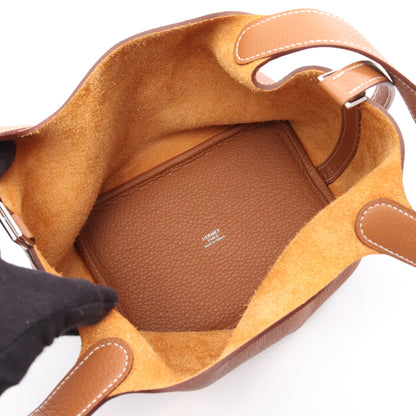 ピコタンロックPM ゴールド ハンドバッグ トリヨンクレマンス ブラウン シルバー金具 K刻印 エルメス