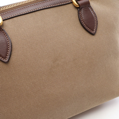 LOGO JACQUARD ロゴジャガード 2WAY ハンドバッグ キャンバス レザー ベージュ ブラウン プラダ