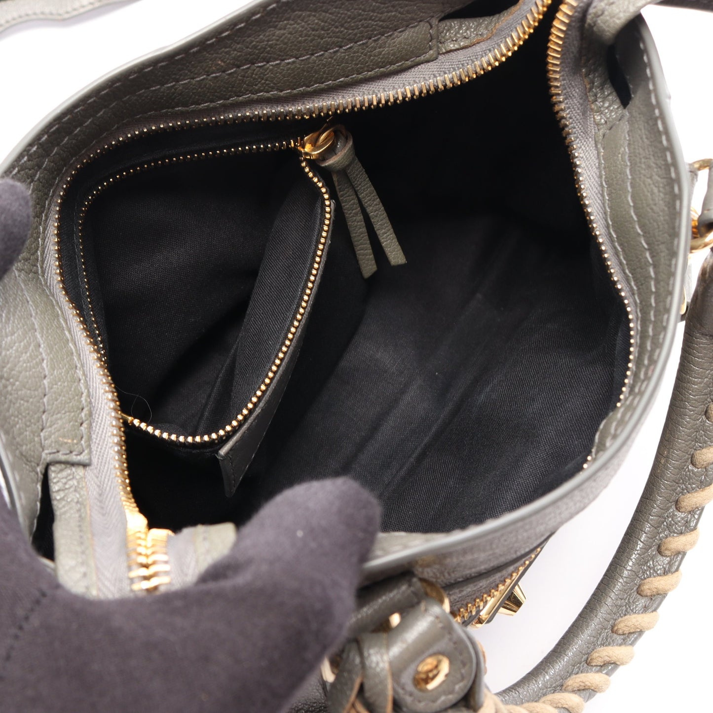 クラシック メタリック エッジ ミニ シティ 2WAY ハンドバッグ レザー グレー バレンシアガ