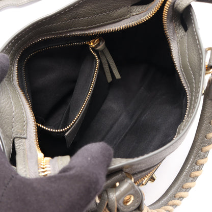クラシック メタリック エッジ ミニ シティ 2WAY ハンドバッグ レザー グレー バレンシアガ
