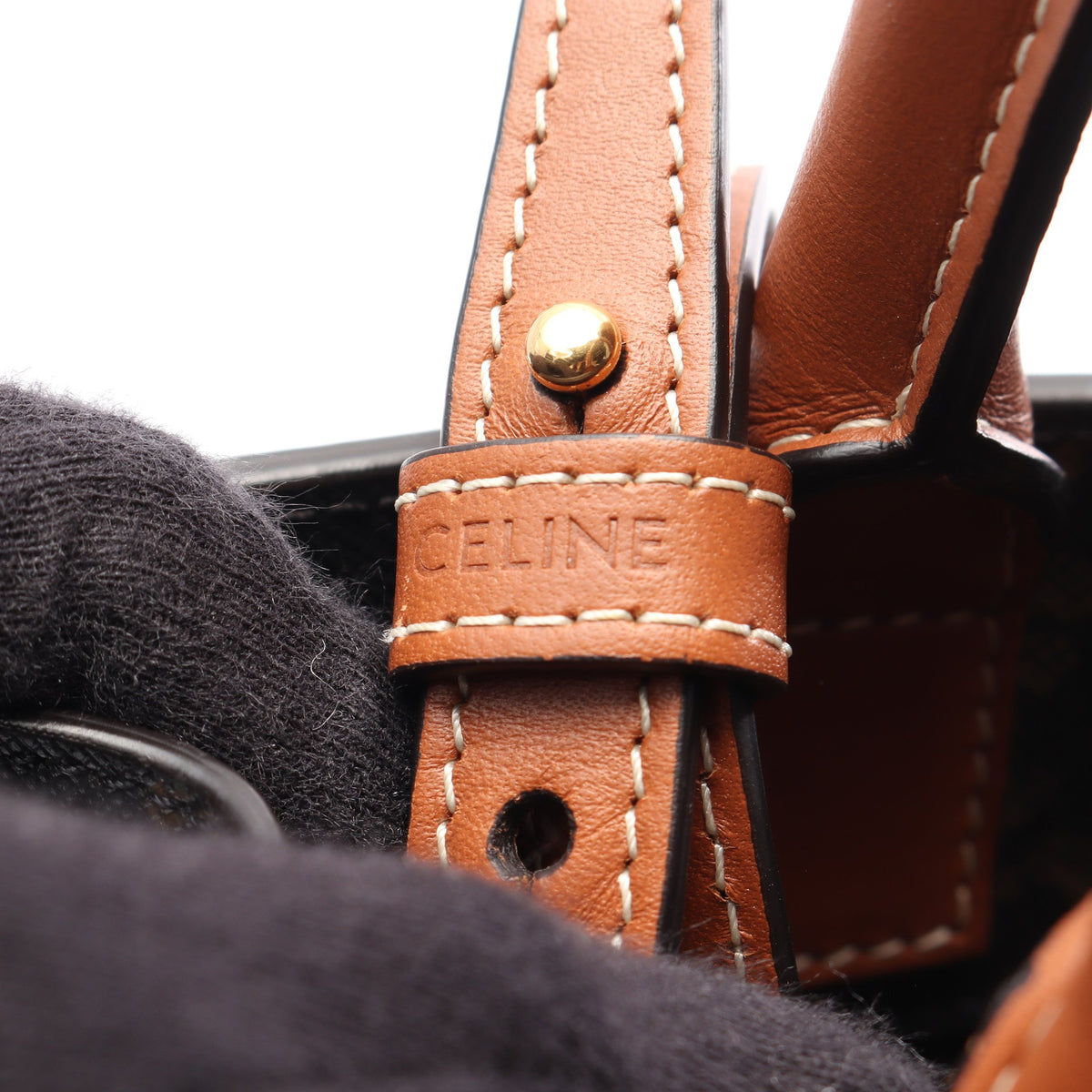 スモール バーティカル カバ トリオンフ 2WAY ハンドバッグ トートバッグ PVC レザー ブラック ブラウン セリーヌ バッグ CELINE