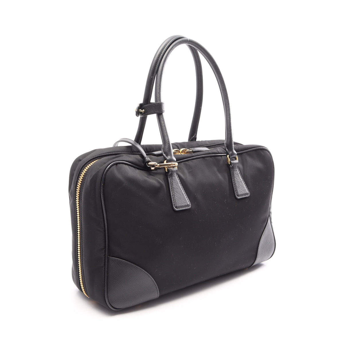 Re-Edition 1978 ミディアム 2WAY ハンドバッグ ナイロン サフィアーノレザー ブラック プラダ バッグ PRADA