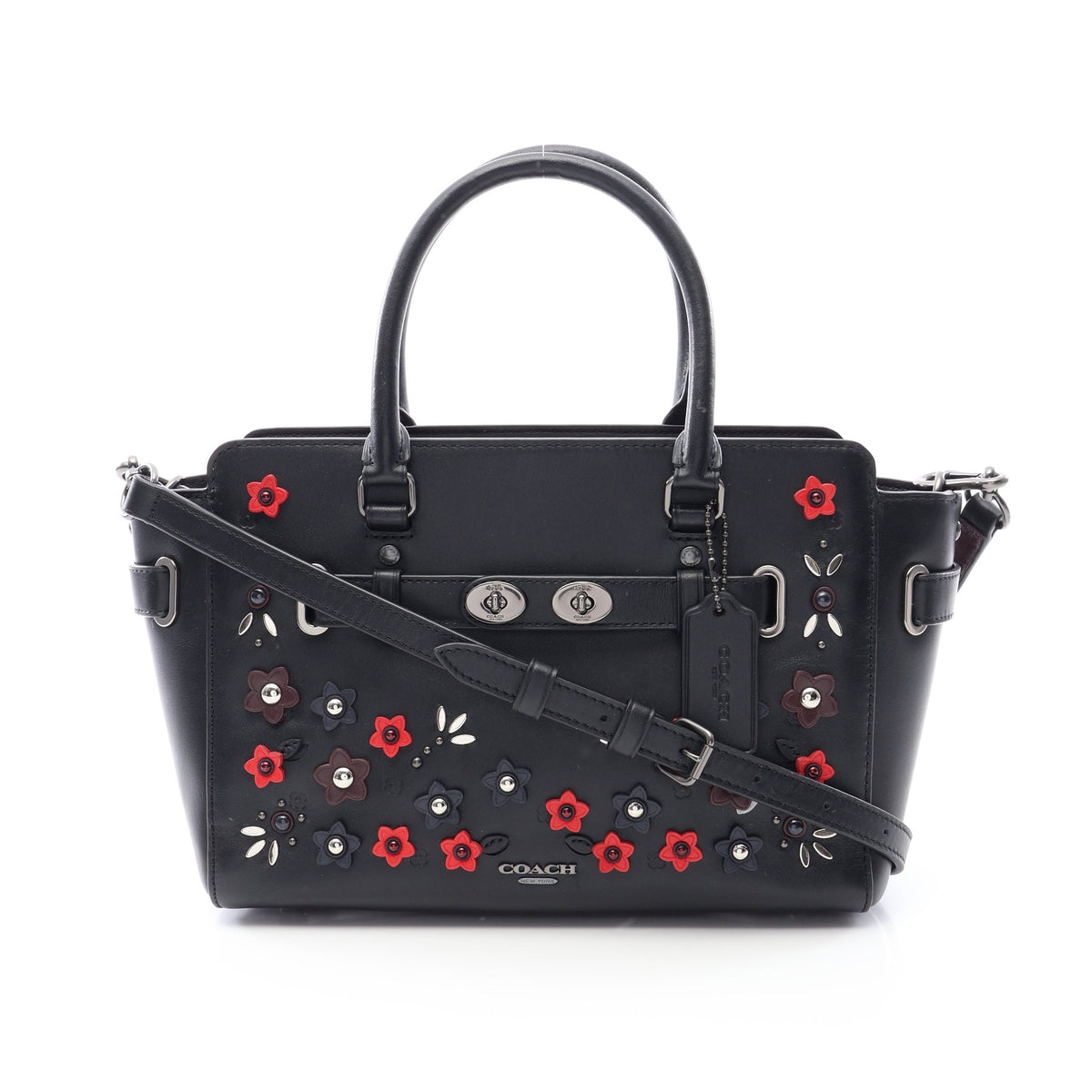 ブレイク キャリーオール フラワー 2WAY ハンドバッグ レザー ブラック コーチ バッグ COACH