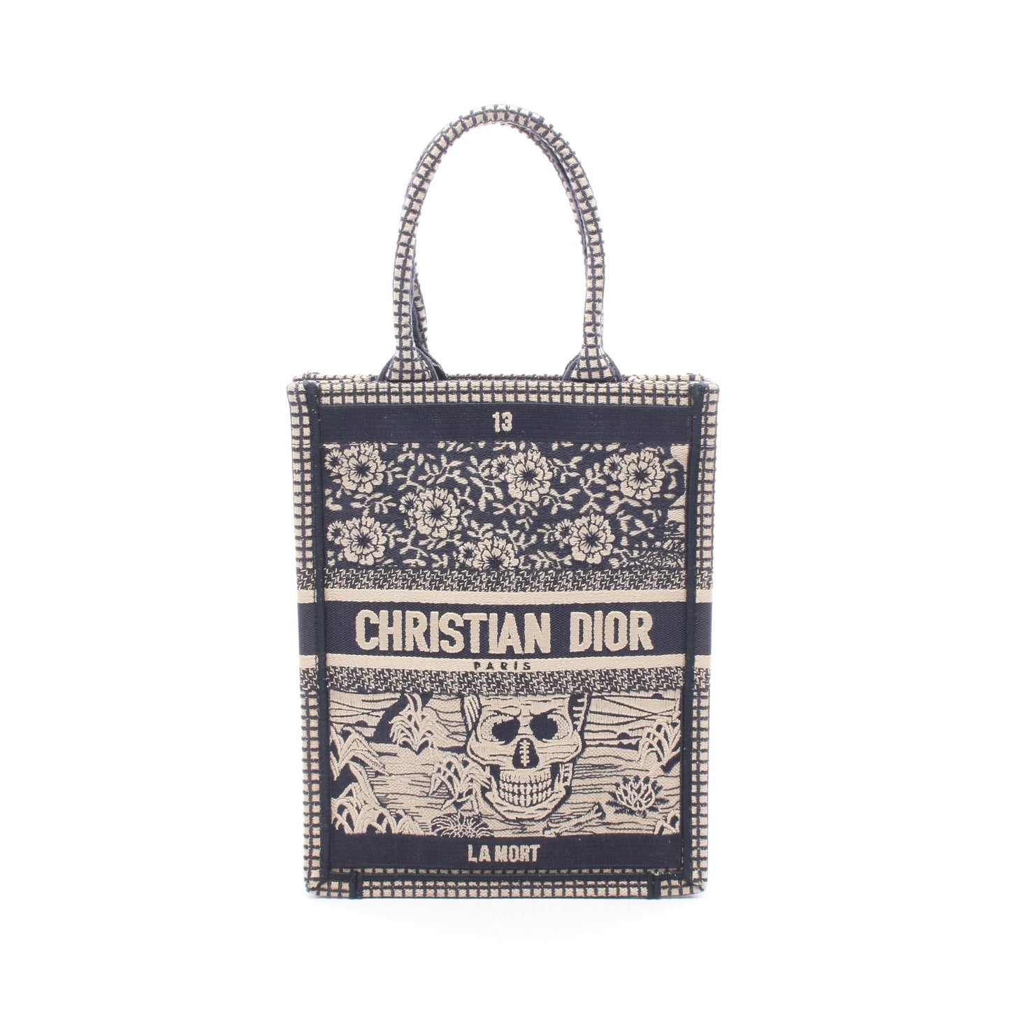 BOOK TOTE ブックトート バーティカルバッグ LA MORT ハンドバッグ キャンバス ネイビー ベージュ クリスチャンディオール