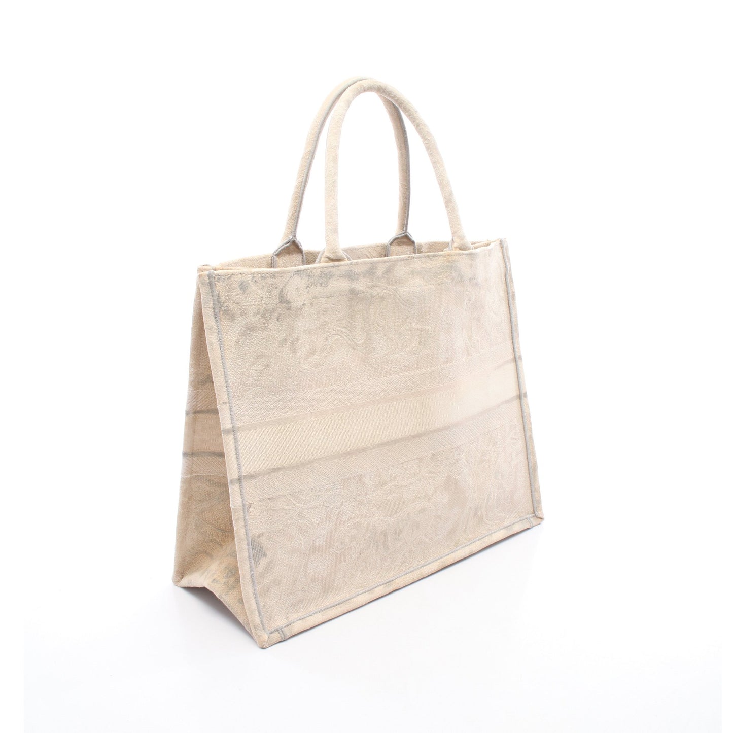 BOOK TOTE ブックトート ラージ ハンドバッグ トートバッグ キャンバス アイボリー ライトグレー クリスチャンディオール