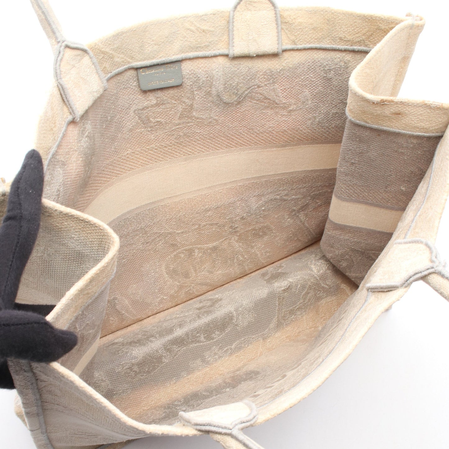 BOOK TOTE ブックトート ラージ ハンドバッグ トートバッグ キャンバス アイボリー ライトグレー クリスチャンディオール