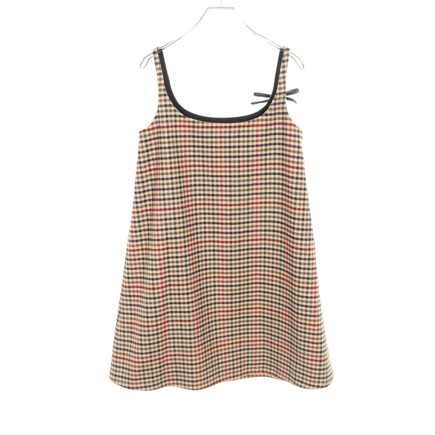 ノースリーブ チェック ワンピース ウール カシミヤ ベージュ マルチカラー プラダ ワンピース PRADA