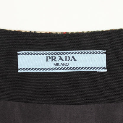 ノースリーブ チェック ワンピース ウール カシミヤ ベージュ マルチカラー プラダ ワンピース PRADA