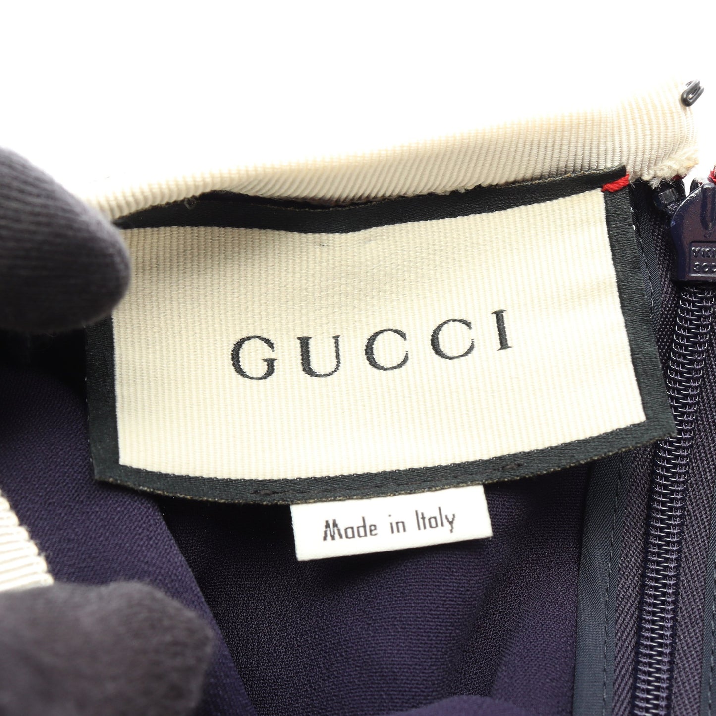 ノースリーブ ワンピース レーヨン ネイビー ホワイト レッド グッチ