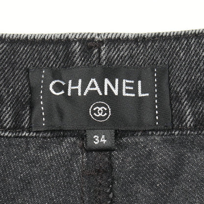 ココマーク デニムパンツ コットン ダークグレー シルバー シャネル ボトムス CHANEL