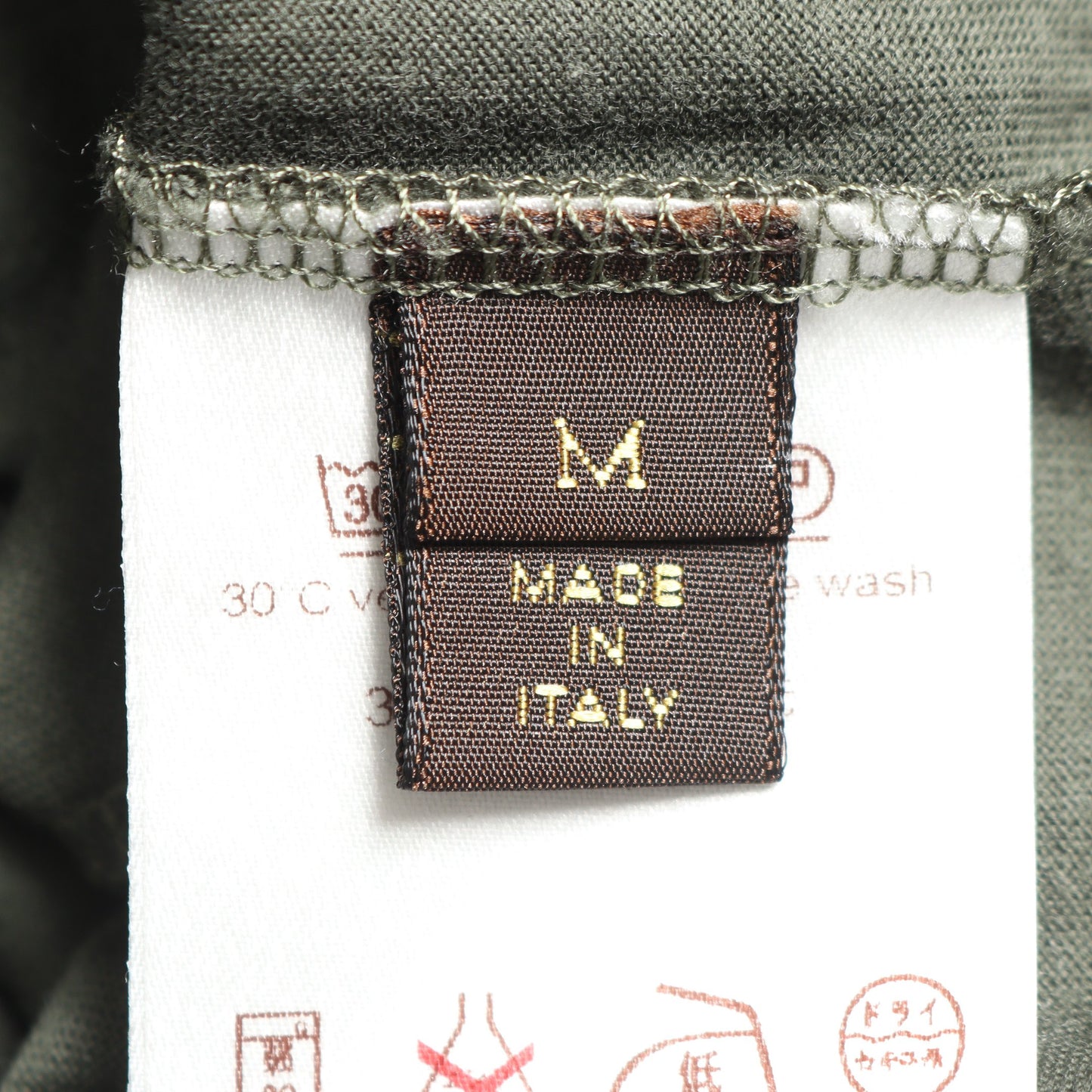 LVロゴ刺繍 半袖Tシャツ コットン ダークグリーン ルイヴィトン