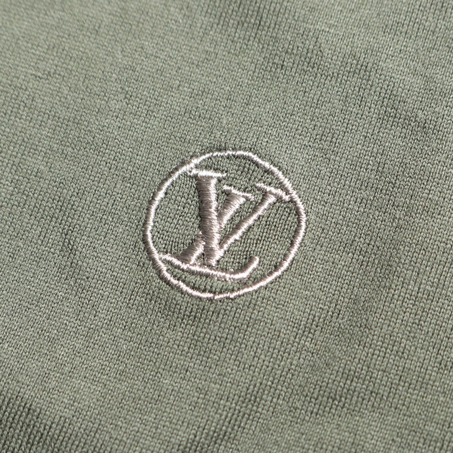 LVロゴ刺繍 半袖Tシャツ コットン ダークグリーン ルイヴィトン