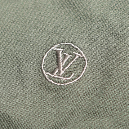 LVロゴ刺繍 半袖Tシャツ コットン ダークグリーン ルイヴィトン