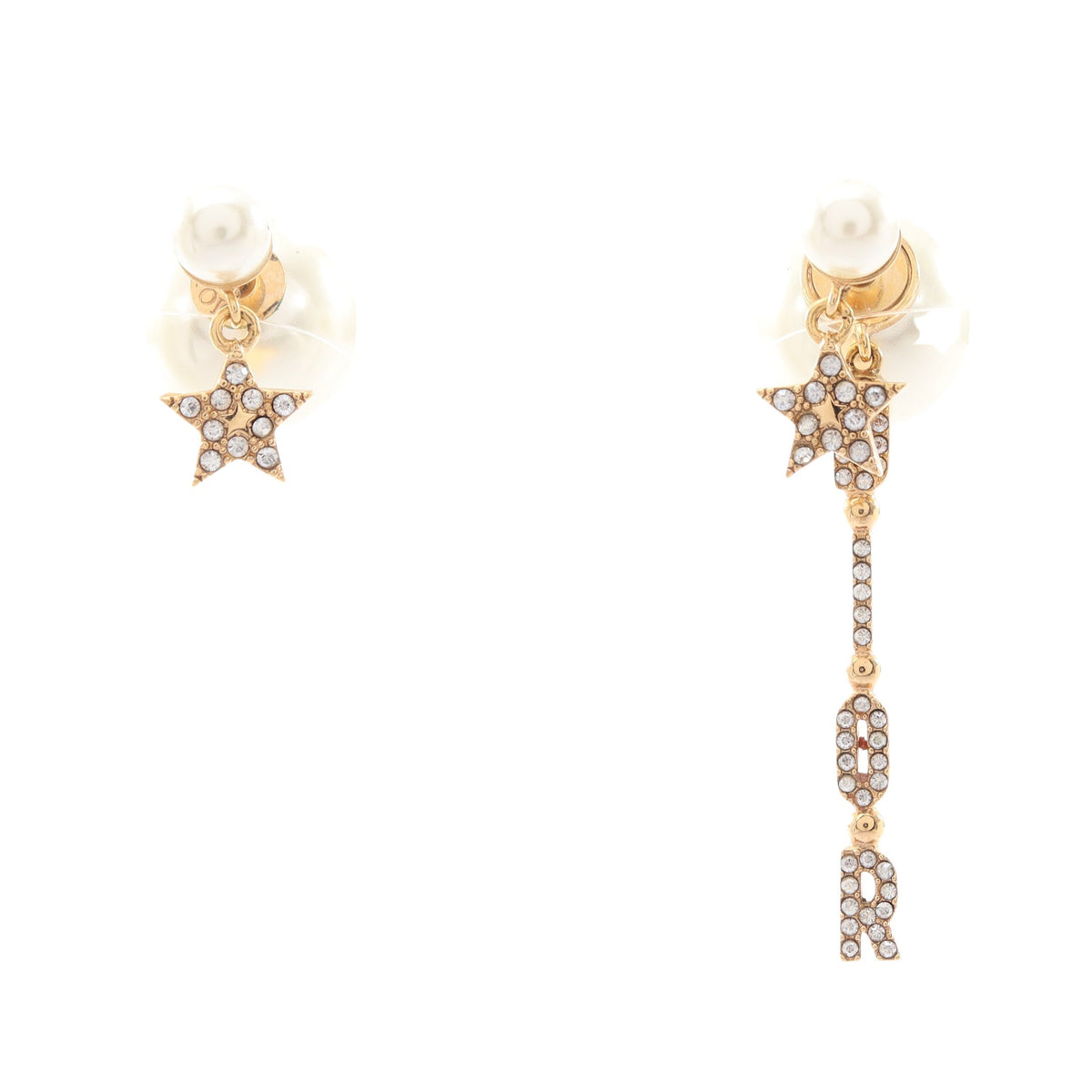 トライバル DIORロゴ ピアス GP ラインストーン フェイクパール ゴールド クリア クリスチャンディオール アクセサリー Christian Dior