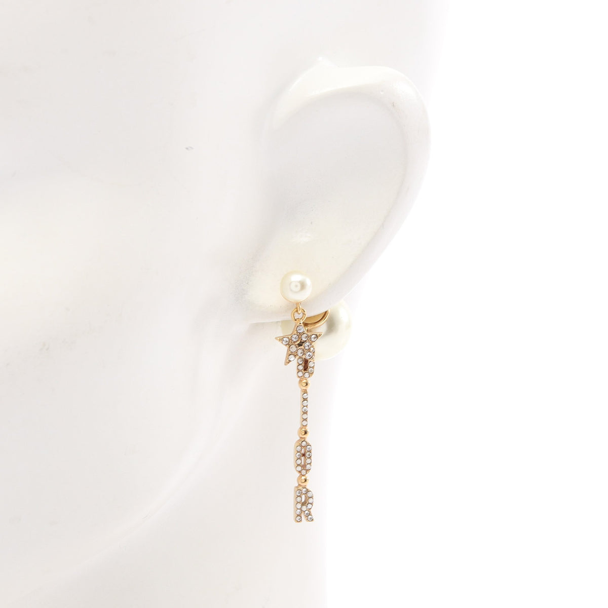 トライバル DIORロゴ ピアス GP ラインストーン フェイクパール ゴールド クリア クリスチャンディオール アクセサリー Christian Dior