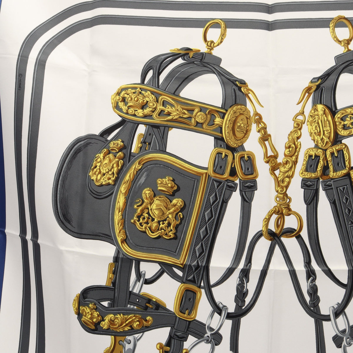 カレ90 BRIDES de GALA スカーフ シルク ブルー ホワイト マルチカラー エルメス 財布・小物 HERMES